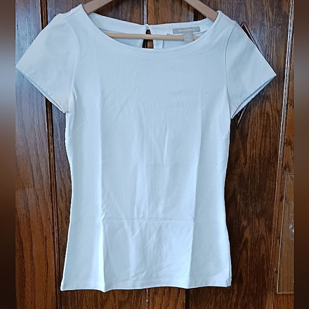 COPY - Banana Republic Leather Sleeve T Shirt Top XSMALL